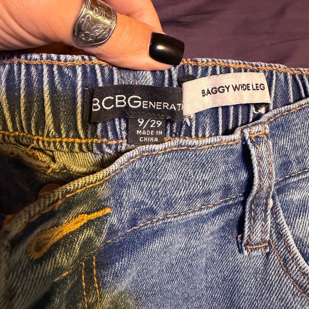 BCBGeneration Women's Classic Blue Wide Leg Jeans